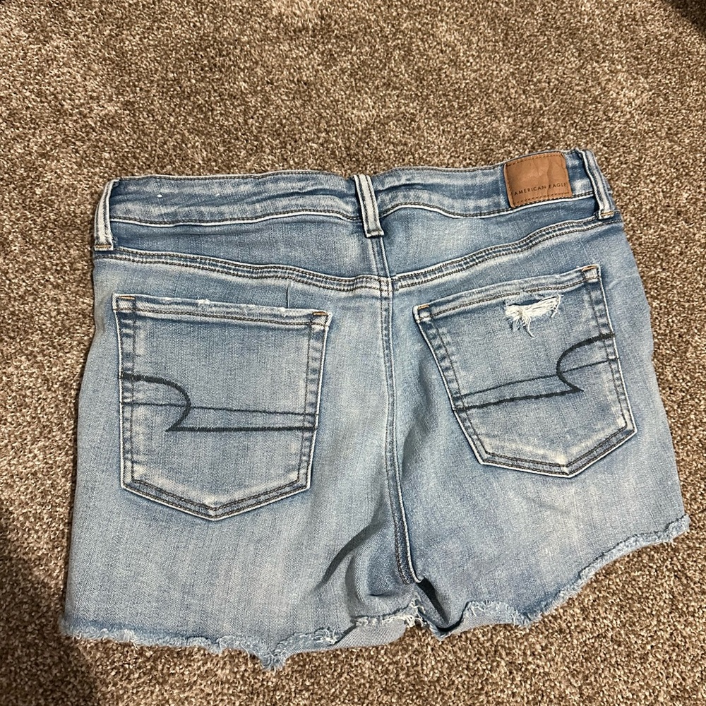 American Eagle Blue Jean Shorts Distressed Light Wash